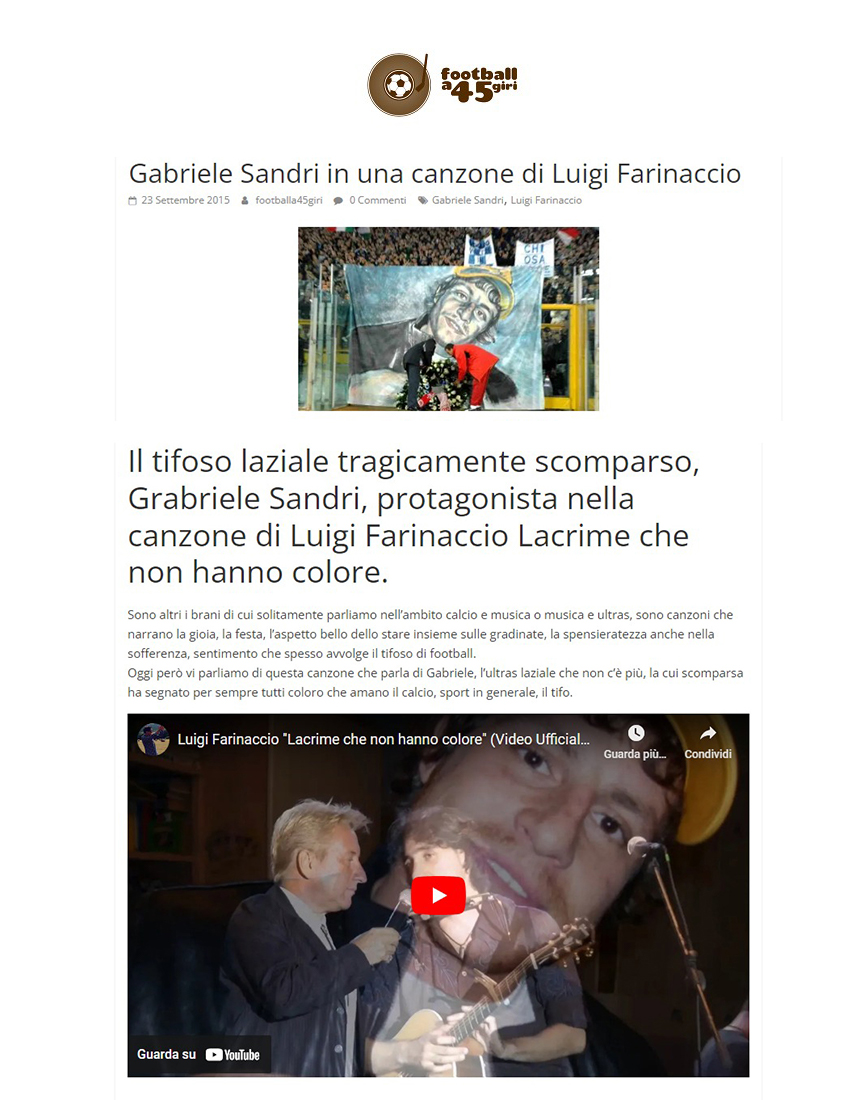 GABRIELE SANDRI IN UNA CANZONE DI LUIGI FARINACCIO